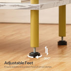 HOOBRO End Table, Small Side Table, Nightstand with 2-Layer Storage Shelves, Sofa Table for Small Spaces, Living Room, Bedroom, Stable Frame, Easy Assembly, Gold and Marble DM09BZ01 - color: Marble + Gold