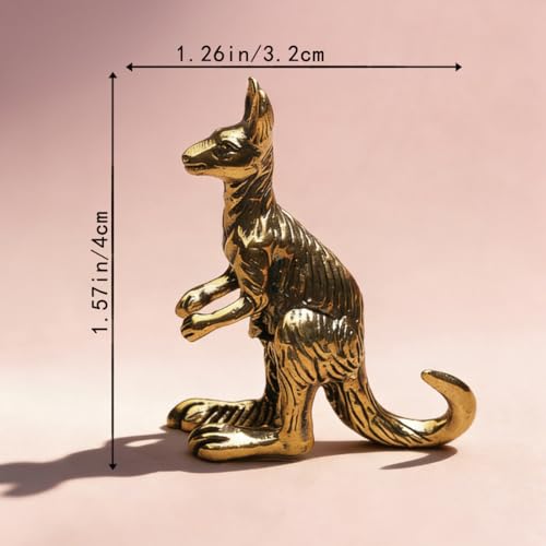 Vintage Mini Kangaroo Brass Figurine Cute 3D Aminal Statues for Home Office Table Desk Mantle Decor Tea Pet Decoration Funny Gifts for Women Men Friend (HTBJ3598) - color: Fdjlcs3598
