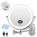 FUNTOUCH Rechargeable Wall Mounted Makeup Mirror with Lights,5000mAh Double Sided 3X/20X Magnifying,3 Color Lights,Touch Dimmable, Extended Arm 360 Rotation Lighted Bathroom Mirror with Magnification - color: Chrome