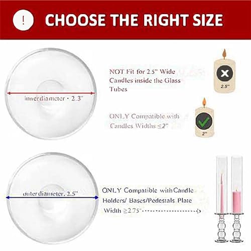 CYS EXCEL 6 PCS (H:14" D:2.5") Glass Hurricane Candleholder Tubes | Open-Ended Bottomless Cylinder, Chimney Tube for Taper Candles and Candlesticks - size: 2.5" wide x 14" tall
