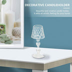 Uonlytech Glass Candlestick 7.48In Decorative Candle Holder for Home Bedroom Office Table Lighting Elegant Household Candle Stand