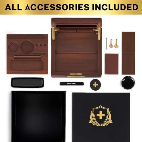GREEN CROSS Acacia Wood Locking Valet Box – Luxury Organizer with Ceramic Tray | Premium Gift for Men | Handcrafted Wooden Keepsake Storage Box for Home or Office