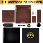 GREEN CROSS Acacia Wood Locking Valet Box – Luxury Organizer with Ceramic Tray | Premium Gift for Men | Handcrafted Wooden Keepsake Storage Box for Home or Office