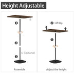 Small Laptop Standing Desk, Adjustable Height Pedestal End Table with Wooden Top, Portable Tall Side Table Workstation, Sit-Stand Desks for Bedside,Sofa,Couch, Living Room, Bedroom, Home Office, Brown - color: Rustic Brown