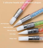 FULINJOY 5PCS Dual Tipped Nail Art Sculpture Pen with 5PCS Dotting Pens, Double Ended Brush and Dotting Tool Kit, Nail Art Design Tools (10 Pcs Set) - size: 5 Sculpture Pens + 5 Dotting Pens
