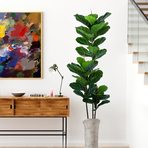 YEPDIN Artificial Fiddle Leaf Fig Tree 5FT Faux Fiddle Leaves Fig Tree Artificial Plants in Pot for Indoor Outdoor Fake Tree Plants - style: 5 FT
