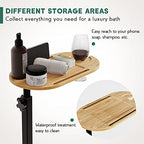 Yumkfoi Bamboo Bathtub Tray Table with Adjustable Height, Freestanding Bath Caddy Tray for Tub Against Wall, Bathtub Side Table for Luxury Bath Home Spa Homewarming - Patent Protected (Natural) - color: Natural