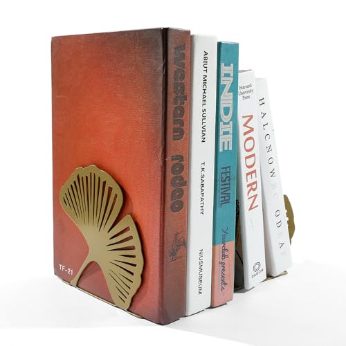 Ginkgo Leaf Metal Bookend, Botanical Leaf Veins Heavy Duty Book Stand, Home and Office Bookshelf Decorative End of The Book (Big Ginkgo Leaf) - color: Big Ginkgo Leaf