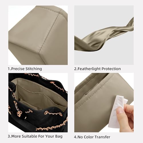 DGAZ Silk Purse Organizer Insert Fits Chanel 25 Handbags，Silky Smooth Bag Organizer，Luxury Handbag & Tote Shaper(Gris Tourterelle,Mini) - color: Gris Tourterelle, size: Mini