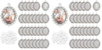 PH PandaHall 60pcs Bezel Pendant Blanks Settings - 30pcs Oval Pendant Trays Photo Charms with 30pcs Glass Cabochons for Wedding Brides Bridal Bouquet Charm Necklace Jewelry Making, 25x18mm (Pack of 2) - size: Tray: 25x18mm (Pack of 2)