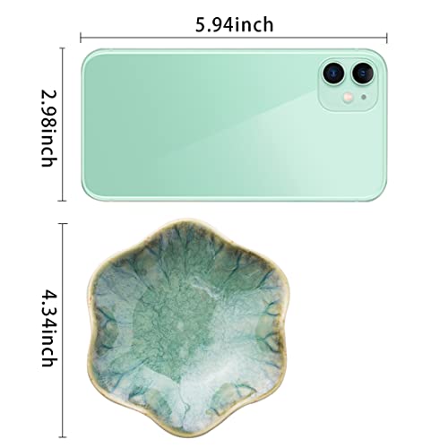 Mecaikru Ring Dish, Ceramic Trinket Tray, Small Dish for Jewelry, Key Bowl, Ring Tray for Jewelry, for Friends Sisters Daughter Mother - color: Jade Green