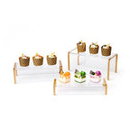 Purse Display Stand, 6mm Thick Clear Acrylic Risers Display Stands, Gold Shoe Display Riser, 3 Pack Luxury Handbag Bag Wallet Shoes Jewelry Perfume Display Showcase for Closet Retail Vendor Store