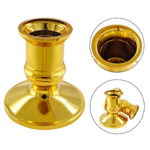 Waziaqoc 24Pcs Gold Taper Candle Holders, Plastic Candlestick Holders Only for Flameless LED Candle Decorative Pillar Candle Holder for Christmas Wedding Anniversary Dinner Party - color: Gold