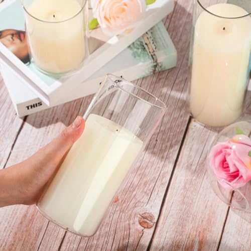 Shihanee 36 Pcs Pillar Candles with Glass Cylinder Vases Tall Hurricane Candle Holders Cylinder Vases for Centerpieces Wedding Party Decor, Total 18 Sets(Clear,Ivory White) - color: Clear,ivory White