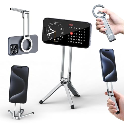 ULANZI MA30 Magnetic Phone Tripod Stand for iPhone - Aluminium Maglock Smartphone Mini Tripod Pocket Cell Phone Stand Strong Magnet Quick Mount Compatible with iPhone 17 16 15 14 13 12 Series, Silver - color: Silver