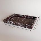Natural Marble Vanity Tray, Cosmetics Towel Tray for Dresser Bathroom Kitchen (Rosa Levanto, 11.8L x 7.87W x 1.18H) - color: Rosa Levanto