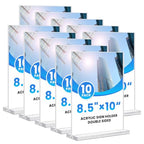 Acrylic Sign Holder 8.5x11, 10 Pack Clear Table Plastic Vertical Clear Double Sided Flyer Display, Picture Menu Stand Paper Holder Photo Sign Holder Suitable for Restaurants Office Store Show Fair - color: Vertical 10 Pack 8.5x11