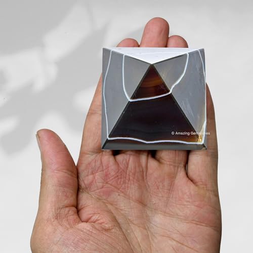 Amazing Gemstone Black Onyx Pyramid Crystal Healing Stones - 2" Great Pyramid Figurine of Natural Stone Pyramid for Meditation, Reiki, Chakra Balancing and Crystal Pyramids Grid - color: Black Onyx