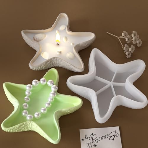 Starfish Tray Silicone Mold,Candle Holder Jewelry Tray Silicone Molds for Epoxy Resin, Marine Container Trinket Tray Dish Plate Storage Mold Home Decor