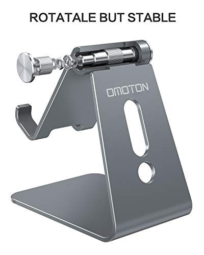 OMOTON Adjustable Cell Phone Stand, C2 Aluminum Desktop Phone Holder Dock Compatible with iPhone 15 14 13 Xs XR 8 Plus 7 6, Samsung Galaxy, Google Pixel, Android Phones, Grey - color: Grey