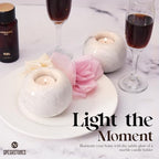 Marble Tealight Candle Holder 4 Inch White Votive Candle Holders for Centerpieces Dining Table & Small Tea Lights Candles Set of 2 for Birthday & Wedding Decor - size: 4 inches