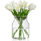 Clear Glass Vase, Large Flower Vase, 8-inch Glass Flower Vase for Plants, Wide Mouth Vase for Home, Wedding, Living Room, Dining Table - size: 6"W x 8“H