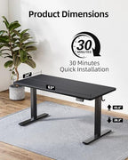TIQLAB Standing Desk 63 x 24 inch, Electric Height Adjustable with Splice Board, Sit Stand Desk, for Home Office, Black - color: Black, size: 63*24 inch