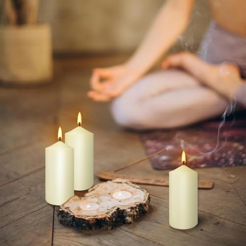 YOROXRG 2"x4" High Ivory Pillar Candles, Set of 20 Unscented. Bulk Buy. Ideal for Halloween, Wedding, Emergency Lanterns, Household, Wedding and Home Décor Candlesticks - color: Ivory-2"x4" 20