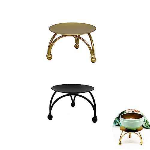 2 Pack Scented Candle Holder Aromatherapy Jar Candle Candle Iron Plate Stand for Home Scented Wick Candle Flickering Flameless Candle Battery Operated Outdoor LED Candles