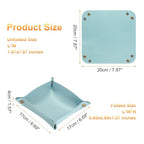 HARFINGTON 4pcs PU Leather Valet Tray Unisex Folding Small Catchall Tray Portable Entryway Table Tray Nightstand Bedside Desk Tray for Key Wallet Watch Coin Jewelry Dice, Light Blue - color: Light Blue