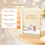 Acrylic Sign Holder 8.5X11 Gold Frames Double-Sided Gold Picture Frames for Flyer Holder Menu Holder Wedding Table Number Holder Christmas Photo Frame with Removable Sticky Dots -6 Pack