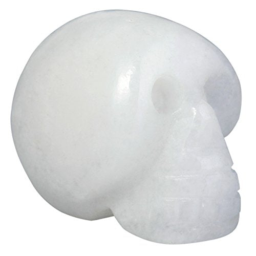 mookaitedecor 1 Inch White Jade Crystal Skull Sculpture Set of 5, Hand Carved Gemstone Statue Figurine Collectible Healing Reiki - color: White