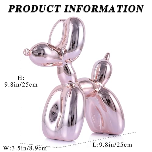 Balloon Dog Sculpture Modern Home Decor Collectible Figurines Funky Statues for Bedroom Trendy Animal Decor for Coffee Table Living Room Decor, 9.8*9.8*3.5inch, Pink - color: Pink, size: 9.8*9.8*3.5inch