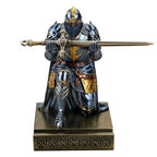 King's Guard Leader Cloak Warrior Knight Pen Holder Mobile Phone Stand, Ornament Knight Statue, Pen Stand Paperweight for Office and Home (Blue) - color: Blue