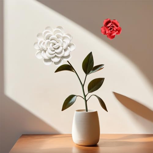 Ceramic Flower Wall Decor Handmade Rose Art Flower for Living Room Home Hallway Bedroom Kitchen Farmhouse Bathroom Dining Room Camellia Red 4.7 in - color: Camellia Red, size: 4.7 in