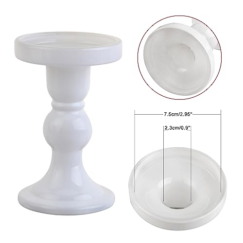 6-Piece Set of White Glass Candlestick, Crystal Candlestick Holder Holder and Conical Candle, Christmas Candle Holder Decoration, Family Living Room Wedding Candle Holder (white2sets) - color: White2sets