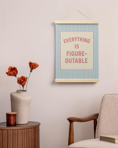 FGFK Everything Is Figureoutable Positive Affirmations Wall Art Poster Hanger Frame, Preppy Pink and Blue Inspirational Canvas Prints Framed Wall Decor for Office Classroom Home Bedroom, 12x16 Inch - color: Preppy Pink and Blue