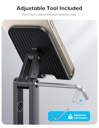 OMOTON Cell Phone Stand for Desk, 2 Pack Adjustable Foldable Phone Holder, 360 Swivel Mobile Stand Fit for iPhone 17 16 15 14 13 Pro Max and All Smart Phones, Black & Black - color: Black & Black