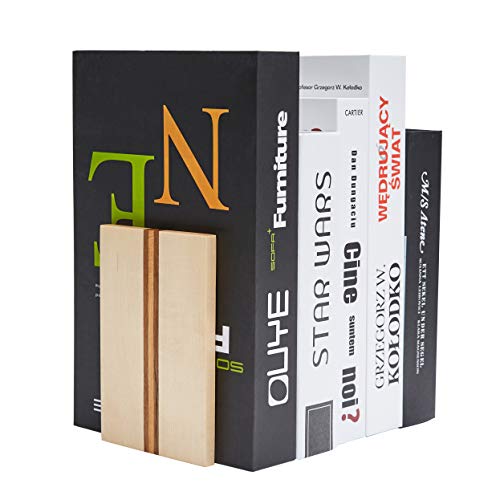 Pandapark Wood Decorative Bookends,Non-Skid Bookend for Shelves,Heavy Duty Bookends,Book Stand for Books/CDs,1 Pair - color: Maple Artist