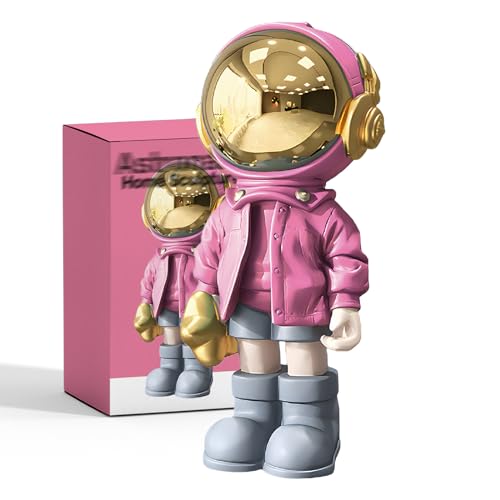 EZ4ENCE Astronaut Statues Spaceman Sculpture Modern Arts Gifts Pink Figurine Ornament Room Decor for Men,Home and Crafts Desktop Accessories Tabletop Decoration, Living Room, Office, Bookshelf… - color: Pink, size: Large