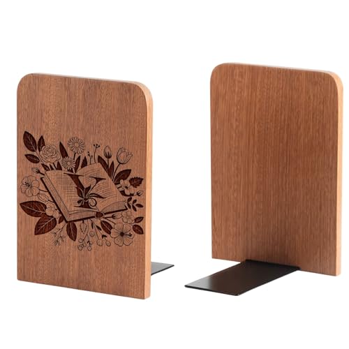 Wood Bookends, Book Ends for Shelves with Decorative Alphabet A and Z Design - Heavy Duty Iron & Ebony Wood Book Ends for Shelves Bookcase Desk - 1 Pair - Y - color: Y