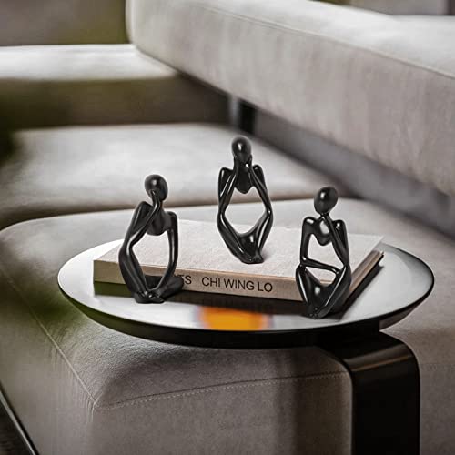 BrownLove 3pcs Decor Blcak Thinker Statue Abstract Art Sculpture，Resin Collectible Figurines for Home Living Room Office Shelf Decoration - color: Blcak