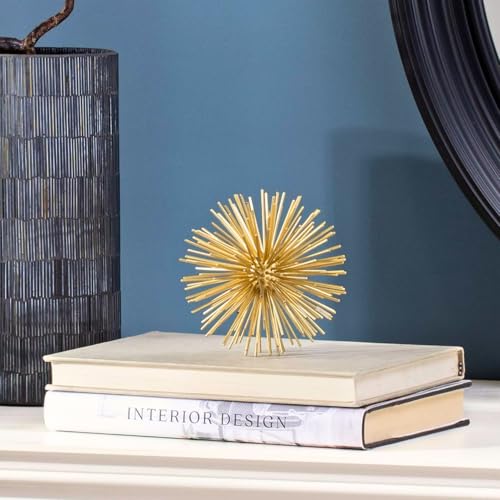 Torre & Tagus Spike Ball Gold Sphere Decor, Mid Century Modern Metal Gold Starburst for Home Decor On Shelf, Coffee Table, Wedding or Handmade Gift (4") - color: Gold, size: Small