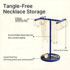 Necklace Holder Organizer, Metal Jewelry Stand to Prevent Bangles, Necklaces, Bracelets, Rings, Earrings and Watch Tangling - color: Blue