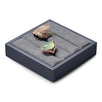 Oirlv Premium Leather Ring Display Stand Small Ring Tray Showcase Jewelry Display Home Organizer(Grey) - color: Grey