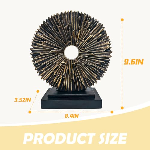 Abstract Statue for Home Decor,Office Desk Sculpture for Men,Creative Round Line Ornament for Bookshelf,Modern Decorative Sculpture,Bedroom,Livngroom,Table(Black) - color: Copper, size: Round Statue
