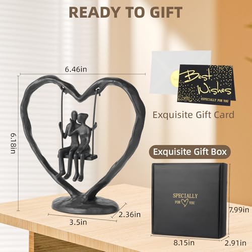 Iron Anniversary Wedding Gift for Her Wife Him and Couple,Iron Heart Statue Decoration Gifts,Heart Sculpture,Heart Figurine，Couple Figurine Statue,Valentine's Day Birthday Gifts
