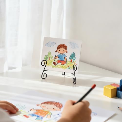 Plate Stand, 2 Pack 6 Inch Plate Holder for Display, Black Foldable Iron Table Easel for Picture Book Photo Frame Decorative Plate - size: 6 Inch - 2Pack
