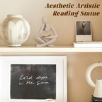 Small Bookshelf Decor Coffee Table Sculpture Abstract Thinker Statue Reading Figurine Modern Neutral Home Decoration for Office Desk Shelf ,Gifts for Readers Book Lovers Women (Sandstone ,Beige)