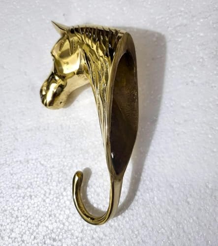 Brass Horse Head Wall Hooks – Set of 6 Sculptural Coat Hooks for Home, Office & Restaurant Decor
